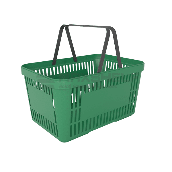 Plastic Shopping Baskets - 22 Litre Capacity - Green