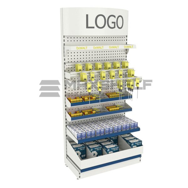 Free Standing Tool Display Wall Unit with white canopy