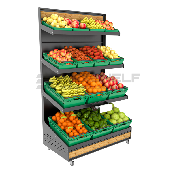 Sls 4 Tier Fruit & Veg Wall Unit On Castors MR6-4