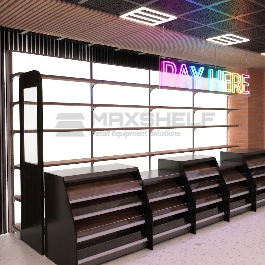 LED Illuminated Back Panel for Shop Shelving