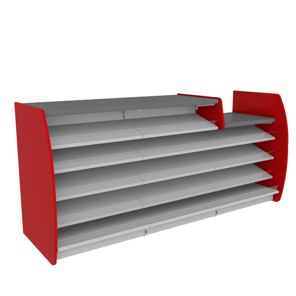 3m SHOP COUNTER WITH END DROP WITH RED SIDES
