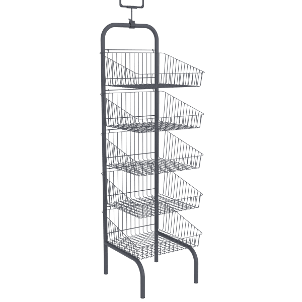 5 TIER BASKET STAND GREY H1700 W415 D415 KNOCKDOWN A5 FRAME