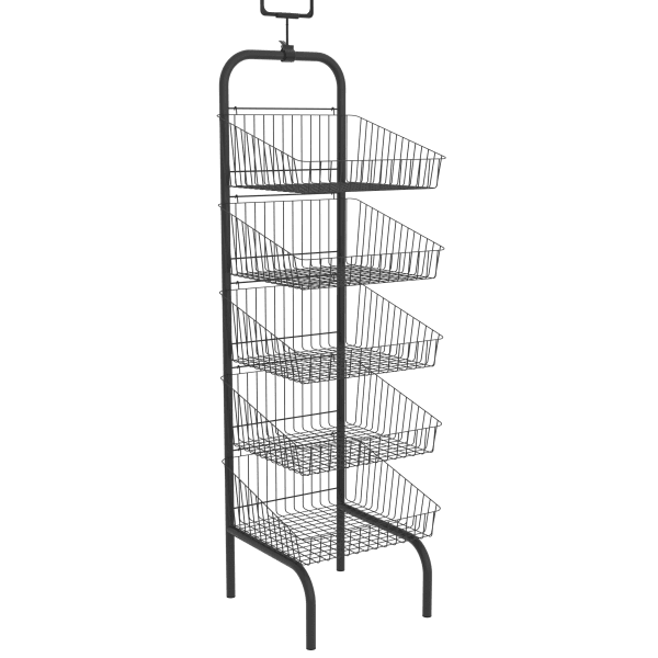 5 TIER BASKET STAND BLACK H1700 W415 D415 KNOCKDOWN A5 FRAME