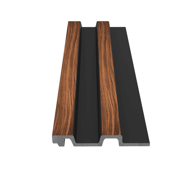 8 - DECORATIVE SLATWALL STRIPS DARK WALNUT 115*2900*19mm ( G117B-1107-71260 ) INDOOR USE ONLY