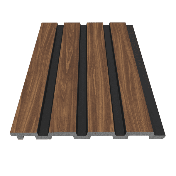 3 - DECORATIVE SLATWALL STRIPS WALNUT & BLACK 200*2900*11mm ( 2001 - 1 ) INDOOR USE ONLY