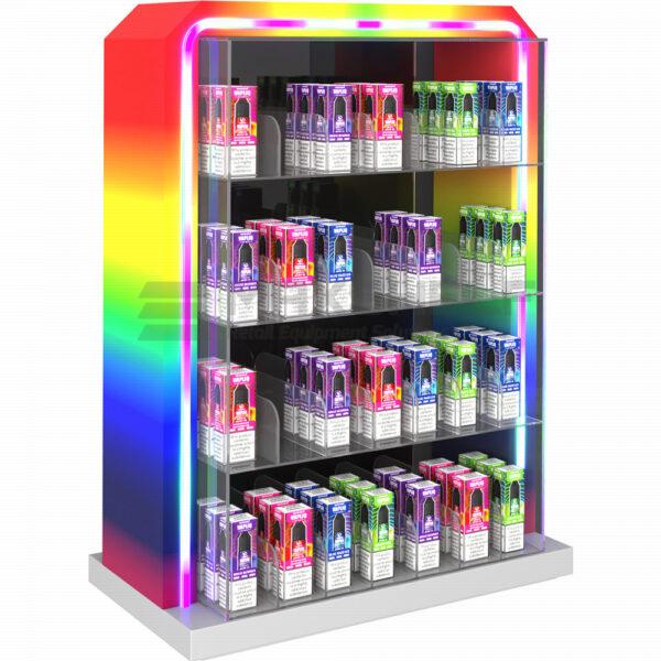 Vape Refill Display Case Rainbow LED 4 Shelf