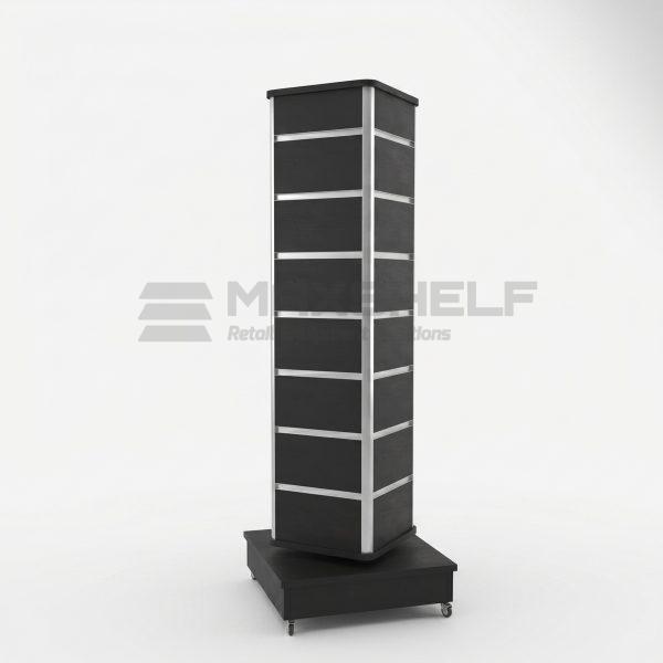 Spinning Slatpanel Tower Display with Castors – Black