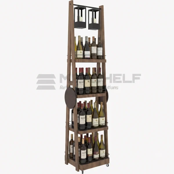 4 Tier Wooden A-Frame Display Stand with Lanterns | Retail Merchandising Unit