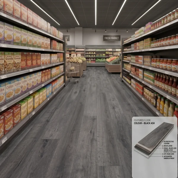 Black Ash LVT Flooring Tiles 182×1220×5mm – 2sqm