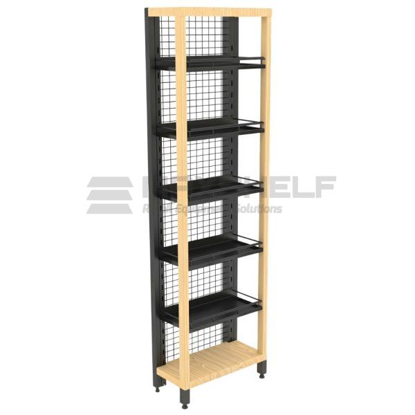 Mesh Shelving Unit with Wood Surround