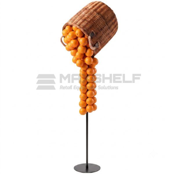 Artificial Orange Cascade Display Stand with Wicker Basket – 1900mm