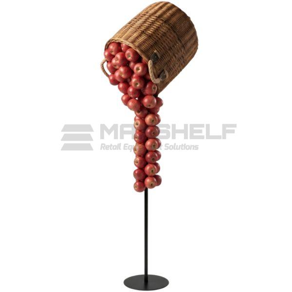 Artificial Red Apple Cascade Display Stand with Wicker Basket – 1900mm
