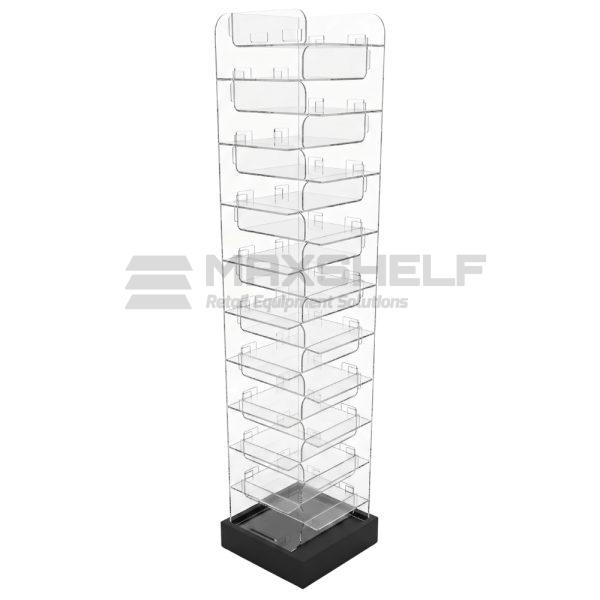 20-Tier Acrylic Magazine & Newspaper Display Stand – Corner | 305×305×H1600mm