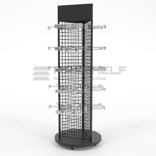 3-Sided Rotating Hook Display Stand – Graphite Grey | H2090 × D720mm